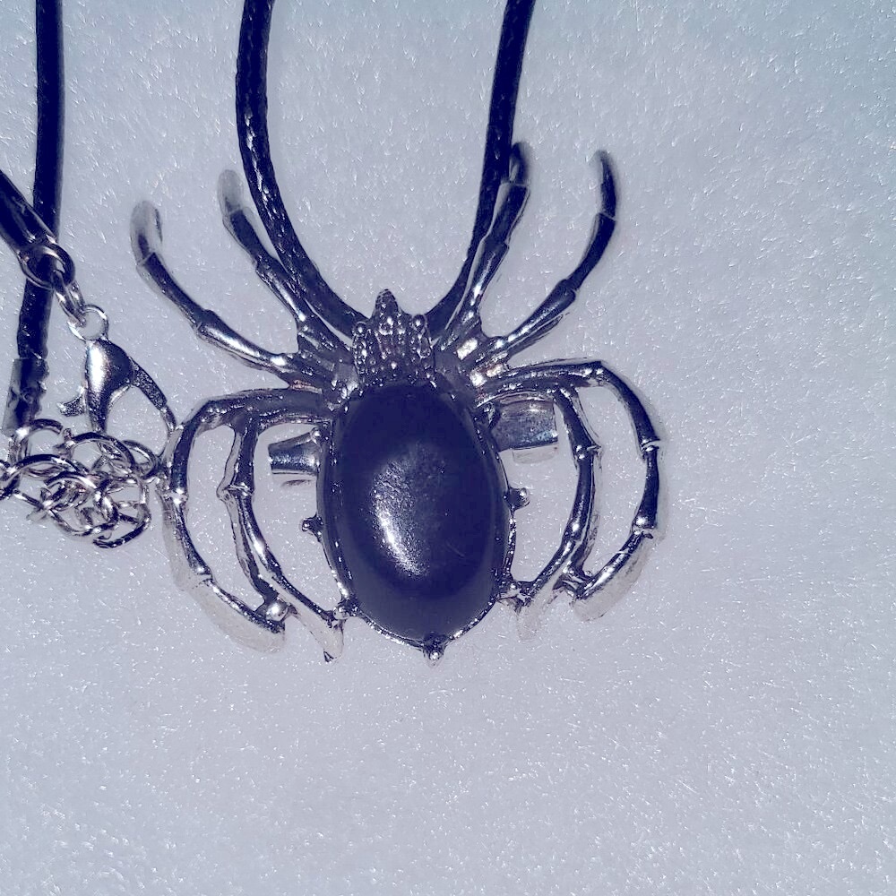 Gothic Black Widow Spider Black 18-20" Necklace